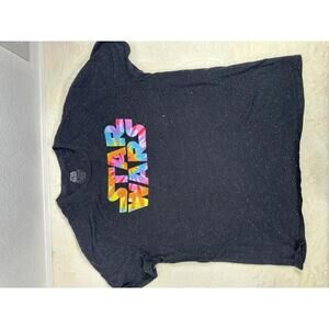 Star Wars XL Rainbow Logo Graphic Tee Black Speckled Retro Streetwear Casual